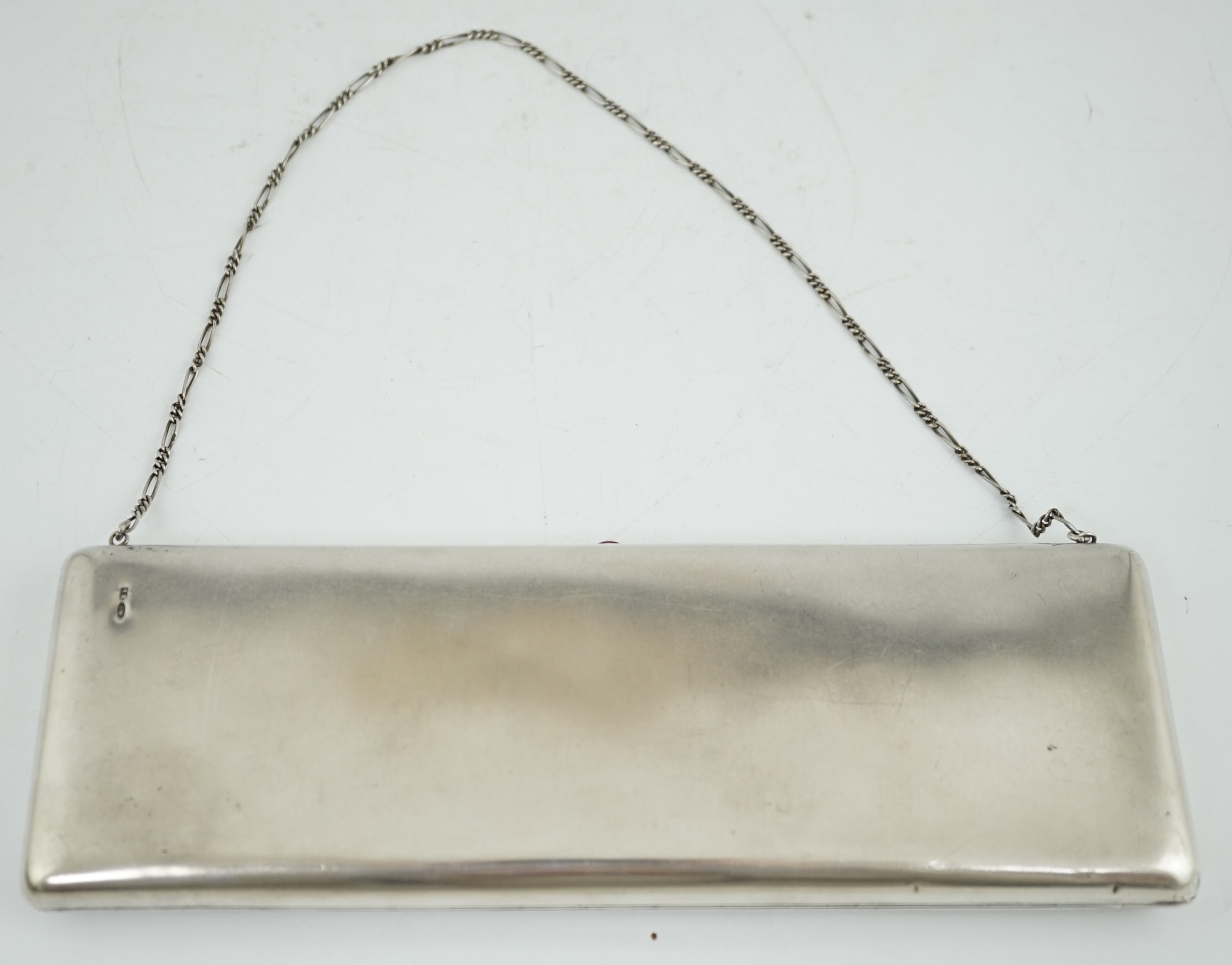 A large early 20th century Russian 84 zolotnik silver mounted purse